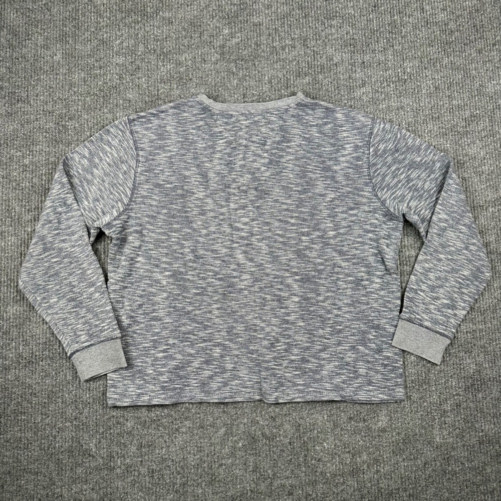 Lucky Brand Mens XL Henley Shirt Blue White Space Dye Marled Long Sleeve - Picture 2 of 10